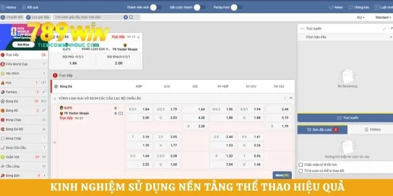 Kinh nghiệm sử dụng nền tảng thể thao hiệu quả với giao diện tối ưu
